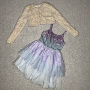 Cat & Jack Girls Dress S 6/6X Purple Ombre Glitter Tulle Tutu Sparkle Princess